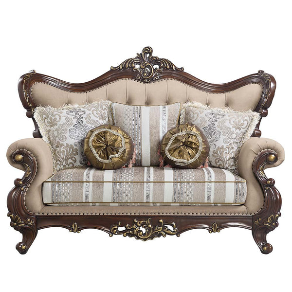 ACME Ragnar Light Brown Linen & Cherry Finish Loveseat Model LV01123 - MONAVILLA