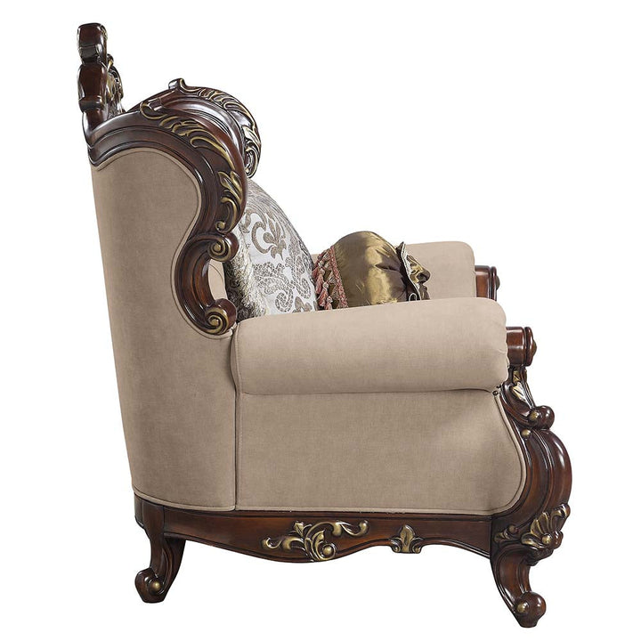ACME Ragnar Light Brown Linen & Cherry Finish Loveseat Model LV01123 - MONAVILLA