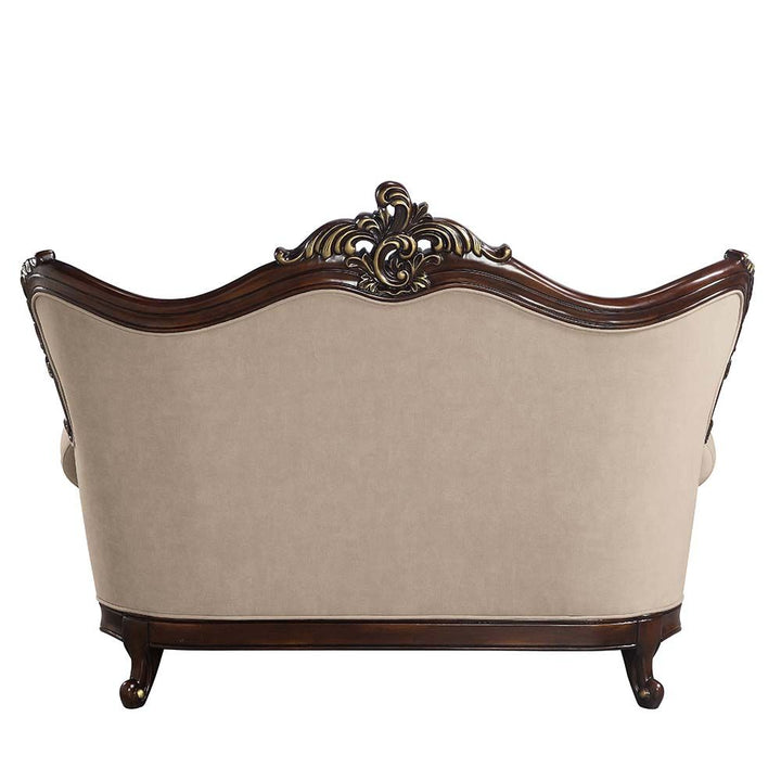 ACME Ragnar Light Brown Linen & Cherry Finish Loveseat Model LV01123 - MONAVILLA