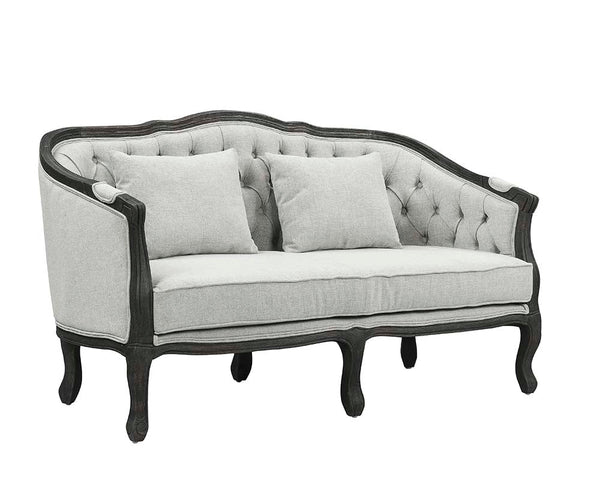 ACME Samael Gray Linen & Dark Brown Finish Loveseat Model LV01128 - MONAVILLA