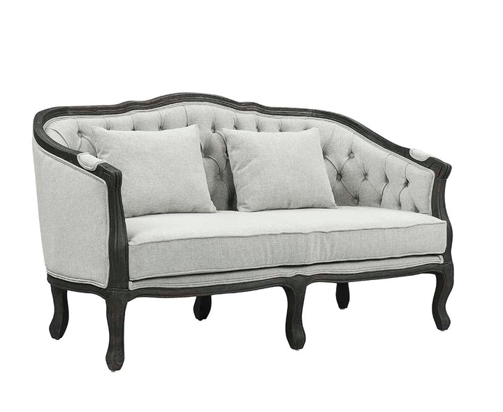 ACME Samael Gray Linen & Dark Brown Finish Loveseat Model LV01128 - MONAVILLA