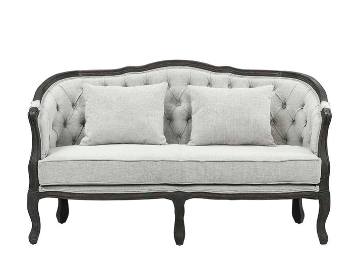 ACME Samael Gray Linen & Dark Brown Finish Loveseat Model LV01128 - MONAVILLA
