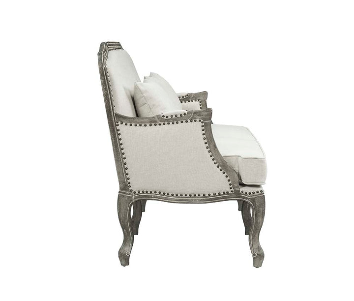 ACME Tania Cream Linen & Brown Finish Loveseat Model LV01131 - MONAVILLA