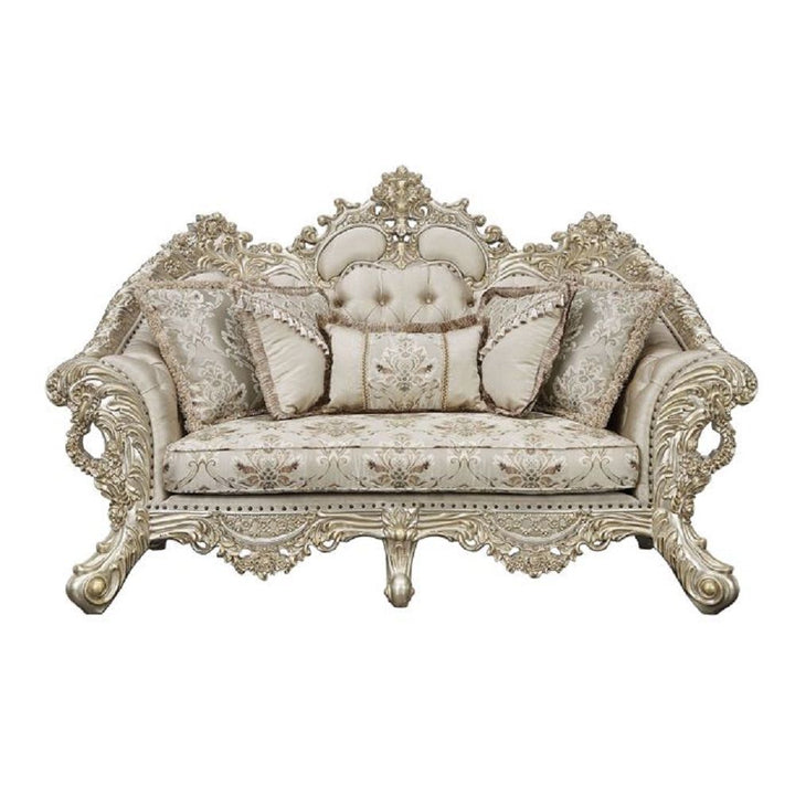ACME Danae Fabric, Champagne & Gold Finish Loveseat Model LV01194 - MONAVILLA