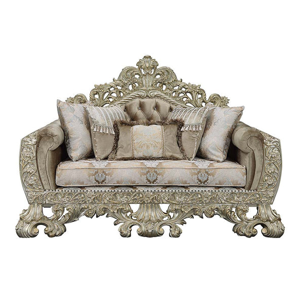 ACME Sorina Velvet, Fabric & Antique Gold Finish Loveseat Model LV01206 - MONAVILLA
