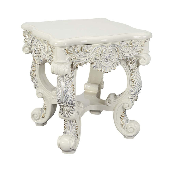 ACME Adara Antique White Finish End Table Model LV01218 - MONAVILLA