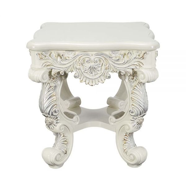 ACME Adara Antique White Finish End Table Model LV01218 - MONAVILLA