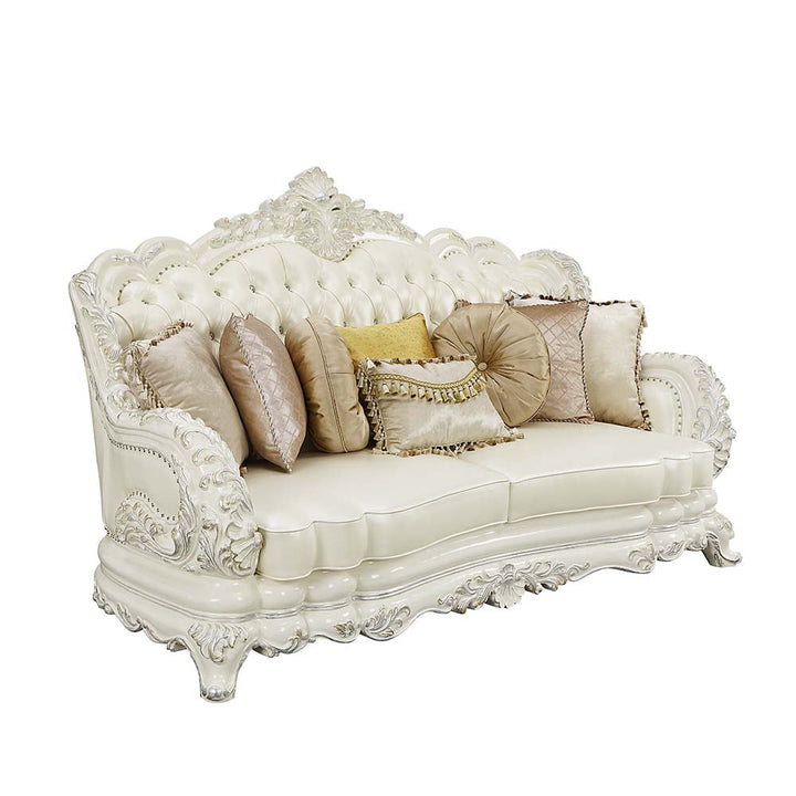 ACME Adara White PU & Antique White Finish Sofa Model LV01224 - MONAVILLA