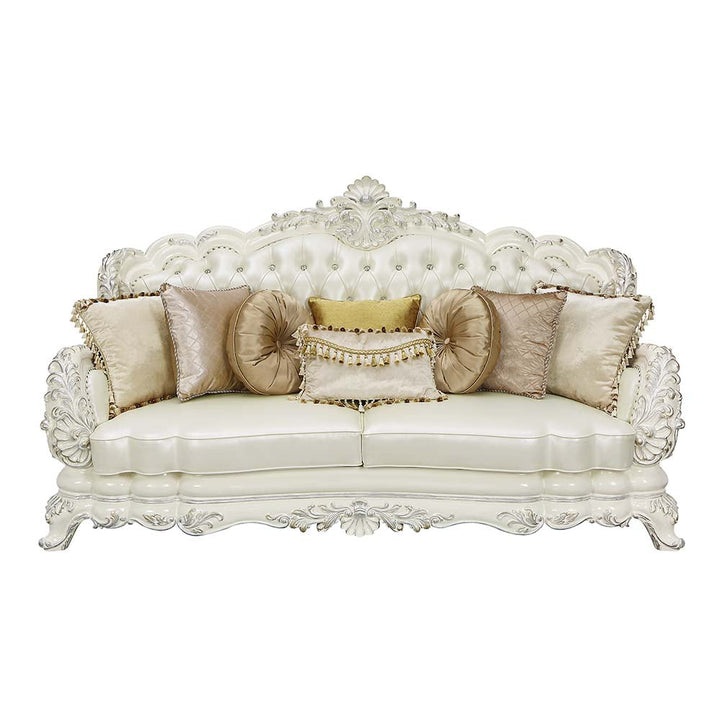 ACME Adara White PU & Antique White Finish Sofa Model LV01224 - MONAVILLA