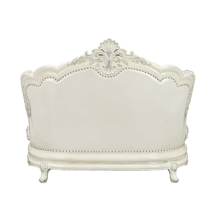ACME Adara White PU & Antique White Finish Loveseat Model LV01225 - MONAVILLA