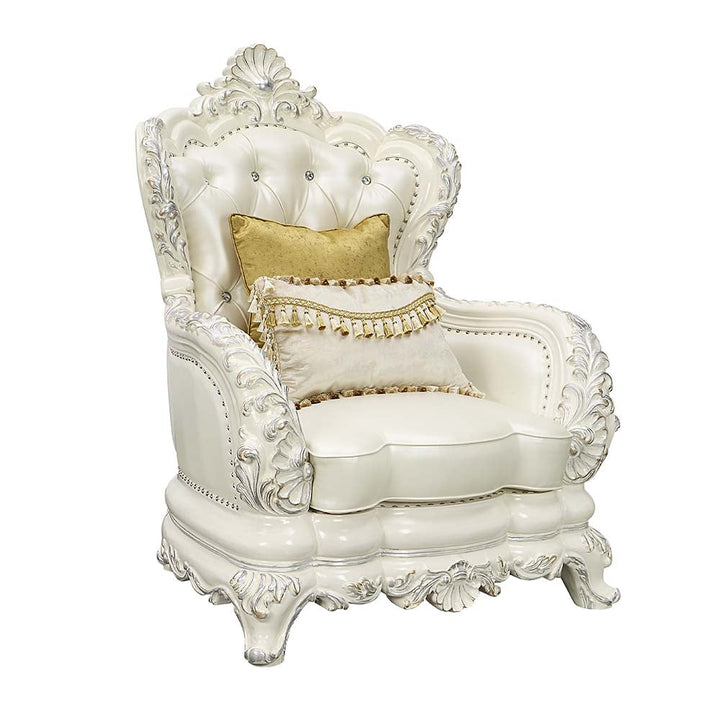 ACME Adara White PU & Antique White Finish Chair Model LV01226 - MONAVILLA