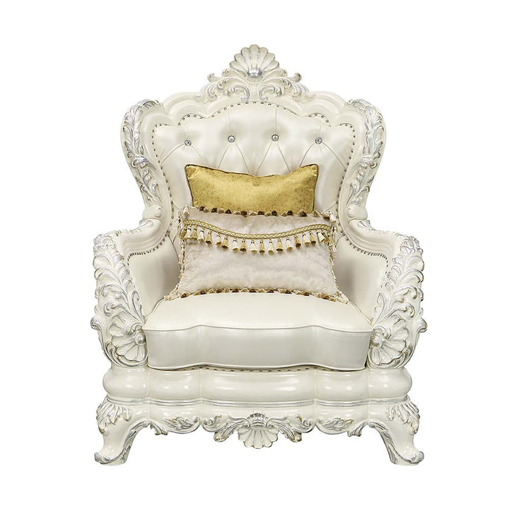 ACME Adara White PU & Antique White Finish Chair Model LV01226 - MONAVILLA