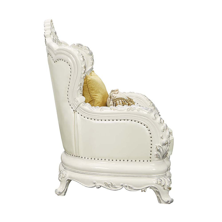 ACME Adara White PU & Antique White Finish Chair Model LV01226 - MONAVILLA