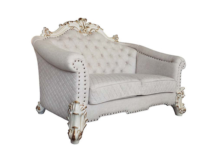 ACME Vendom II Two Tone Ivory Fabric & Antique Pearl Finish Loveseat Model LV01330 - MONAVILLA
