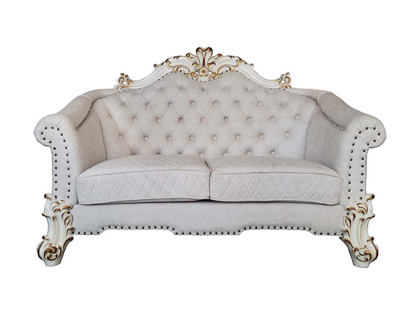 ACME Vendom II Two Tone Ivory Fabric & Antique Pearl Finish Loveseat Model LV01330 - MONAVILLA