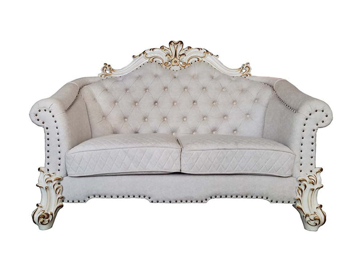 ACME Vendom II Two Tone Ivory Fabric & Antique Pearl Finish Loveseat Model LV01330 - MONAVILLA