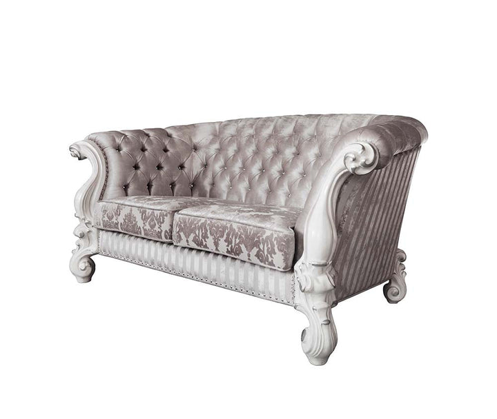 ACME Versailles Ivory Fabric & Bone White Finish Loveseat Model LV01395 - MONAVILLA