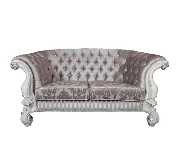 ACME Versailles Ivory Fabric & Bone White Finish Loveseat Model LV01395 - MONAVILLA