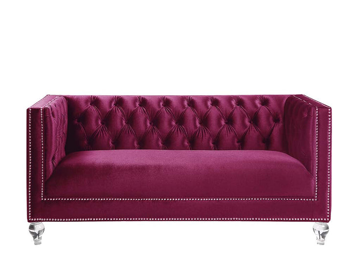ACME Heibero Burgundy Velvet Loveseat Model LV01401 - MONAVILLA
