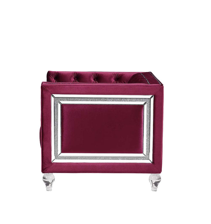 ACME Heibero Burgundy Velvet Loveseat Model LV01401 - MONAVILLA