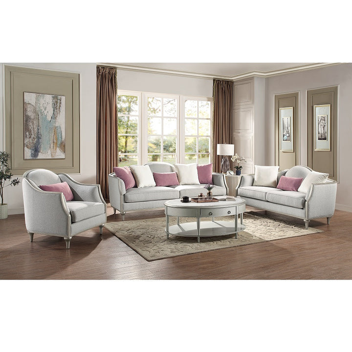 ACME Dresden PU & Bone White Finish Dresden Chaise Model LV01499 - MONAVILLA