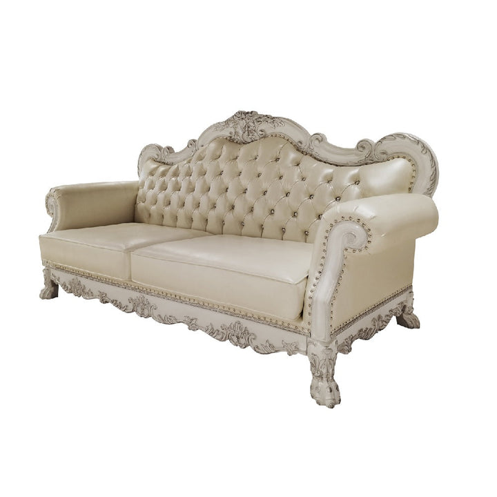ACME Dresden PU & Antique White Finish Dresden Sofa Model LV01688 - MONAVILLA