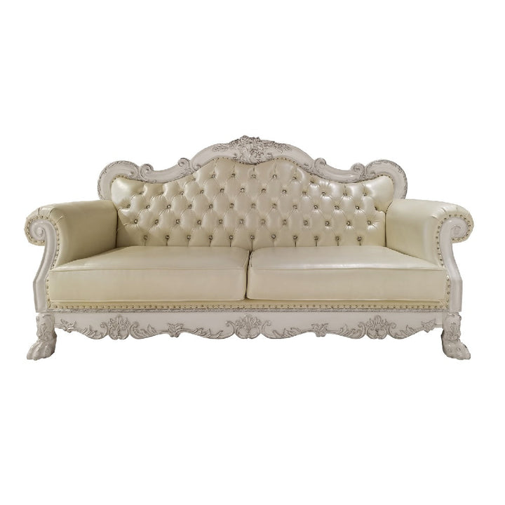 ACME Dresden PU & Antique White Finish Dresden Sofa Model LV01688 - MONAVILLA