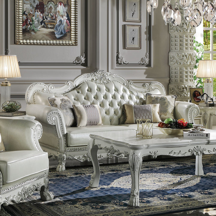 ACME Dresden PU & Antique White Finish Dresden Sofa Model LV01688 - MONAVILLA
