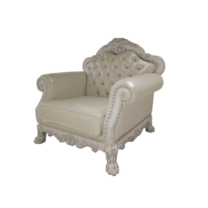 ACME Dresden PU & Antique White Finish Dresden Chair Model LV01690 - MONAVILLA