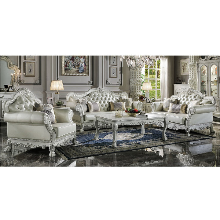 ACME Dresden PU & Antique White Finish Dresden Chair Model LV01690 - MONAVILLA