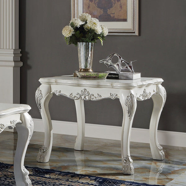 ACME Dresden Antique White Finish Dresden End Table Model LV01692 - MONAVILLA