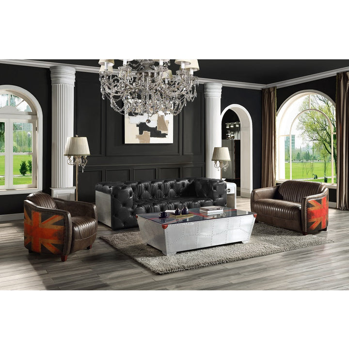 ACME Brancaster Antique Slate Top Grain Leather Brancaster Loveseat Model LV01810 - MONAVILLA