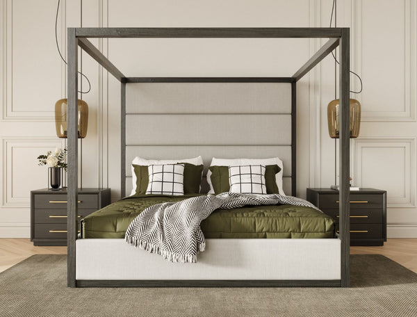 Modrest Manhattan Contemporary Canopy Grey Bed