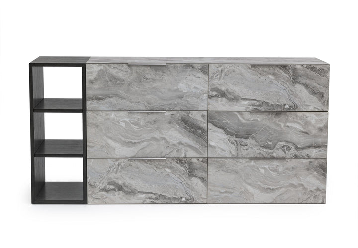 Nova Domus Maranello Modern Grey Wash & Faux Marble Dresser - MONAVILLA