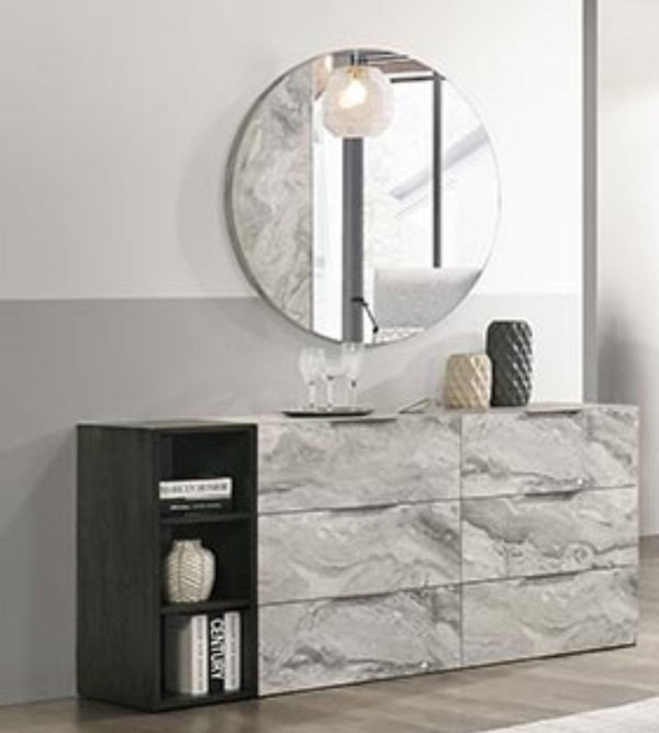 Nova Domus Maranello Modern Grey Faux Marble Mirror - MONAVILLA
