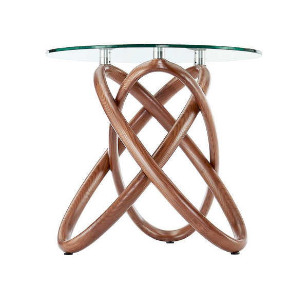 Modrest Mason Modern Class & Walnut Side Table - MONAVILLA