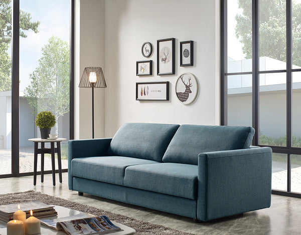 Divani Casa Fredonia Modern Blue Green Fabric Sofa Bed with Storage - MONAVILLA