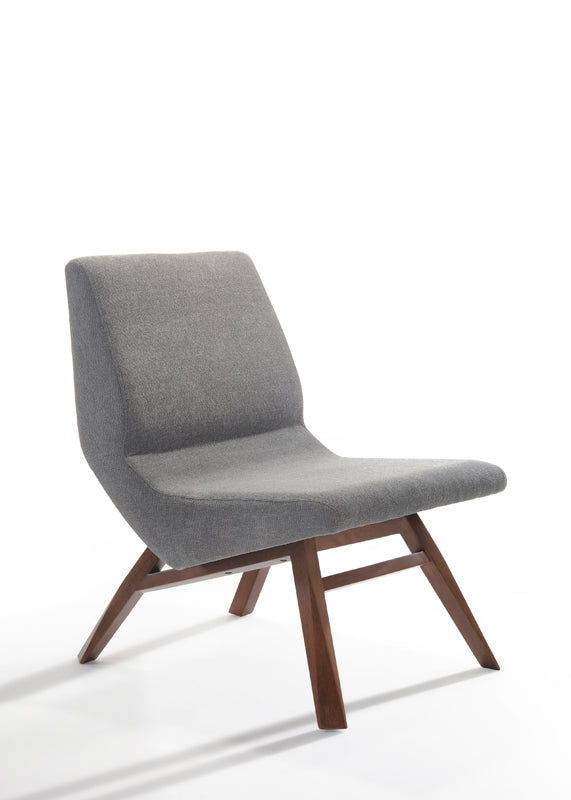 Modrest Whitney Modern Grey & Walnut Accent Chair & Ottoman - MONAVILLA