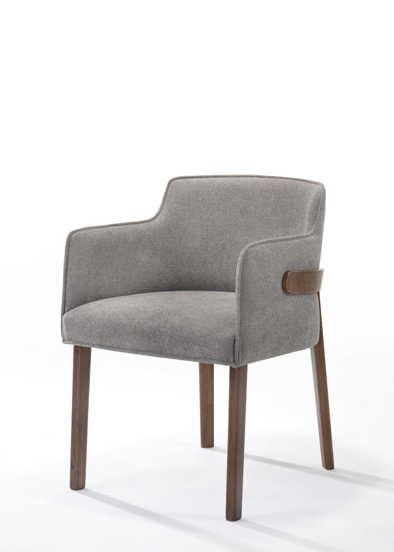 Modrest Jordan Modern Grey & Walnut Dining Chair (Set of 2) - MONAVILLA