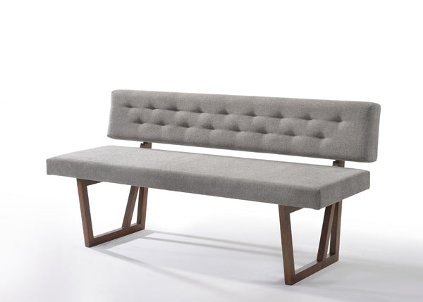 Modrest Jordan Modern Grey & Walnut Dining Bench - MONAVILLA