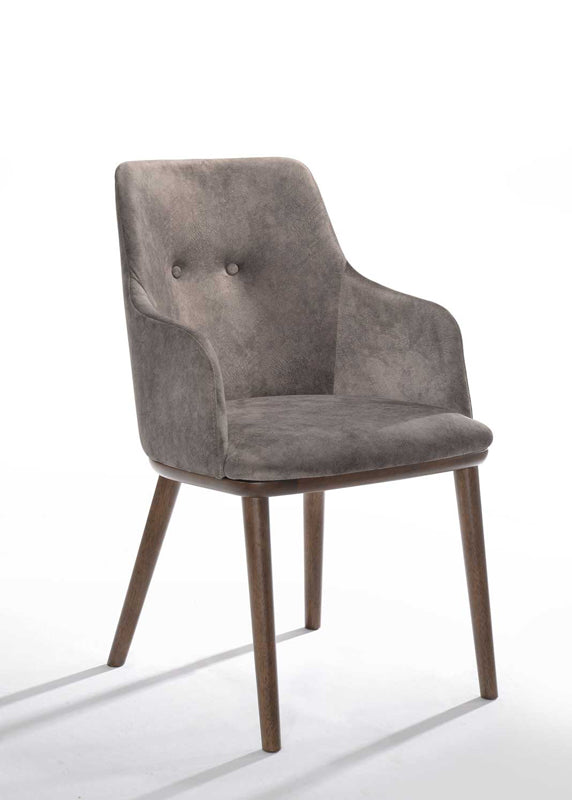 Modrest Theresa Modern Grey & Walnut Dining Chair (Set of 2) - MONAVILLA