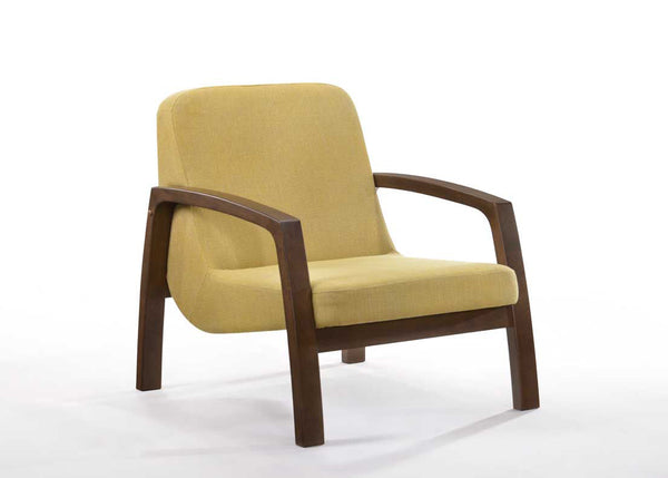 Modrest Bronson Mid Century Modern Yellow & Walnut Accent Chair - MONAVILLA