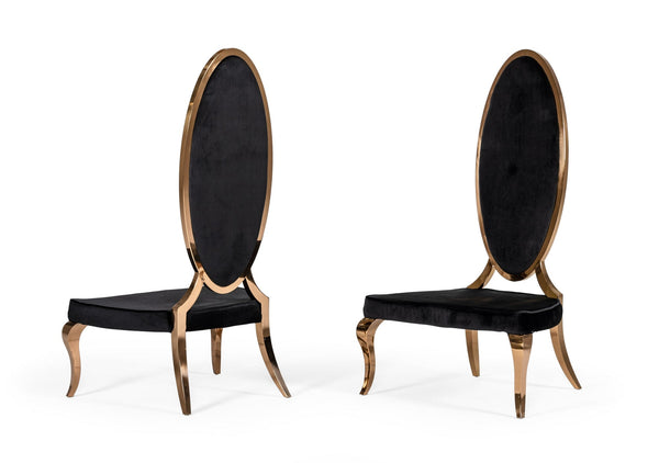 Modrest Mills Modern Black Velvet Rosegold Dining Chair (Set of 2) - MONAVILLA