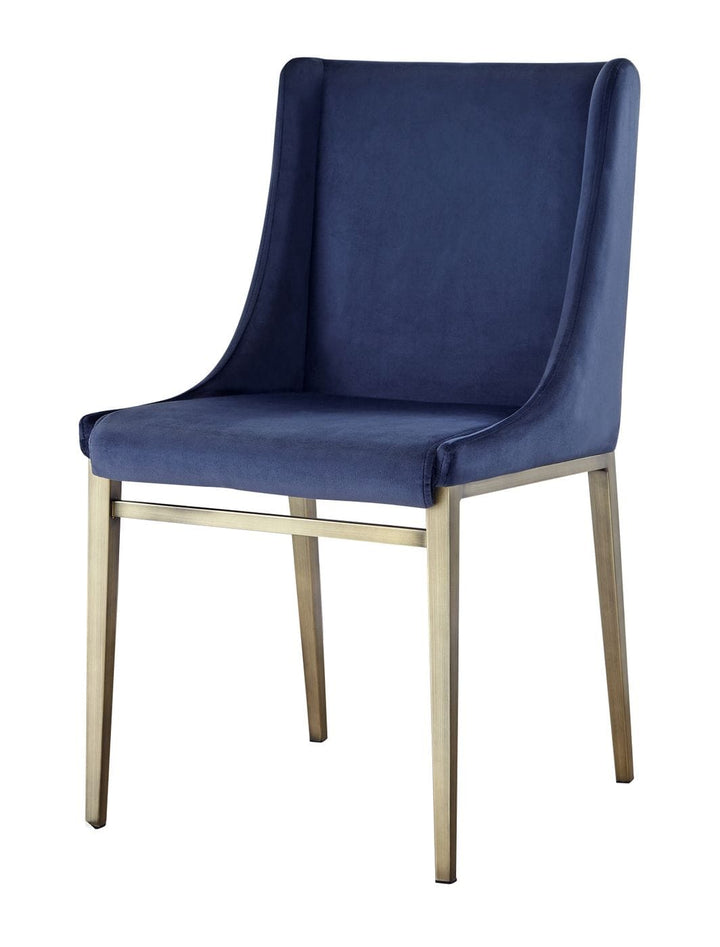 Modrest Mimi Contemporary Blue Velvet & Antique Brass Dining Chair (Set of 2) - MONAVILLA
