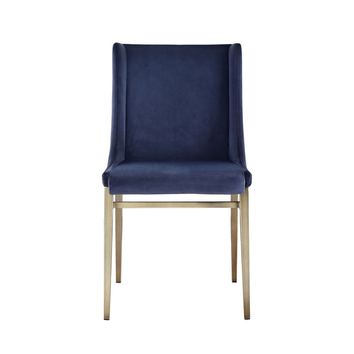 Modrest Mimi Contemporary Blue Velvet & Antique Brass Dining Chair (Set of 2) - MONAVILLA