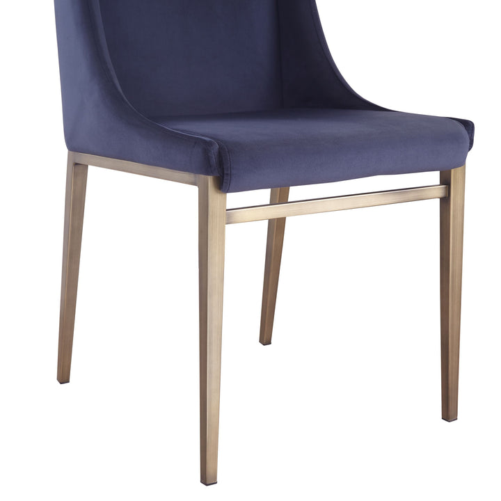 Modrest Mimi Contemporary Blue Velvet & Antique Brass Dining Chair (Set of 2) - MONAVILLA
