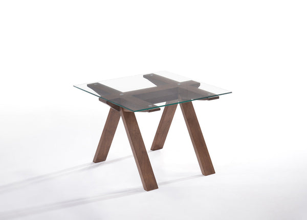 Modrest Maddox Modern Glass & Walnut End Table - MONAVILLA