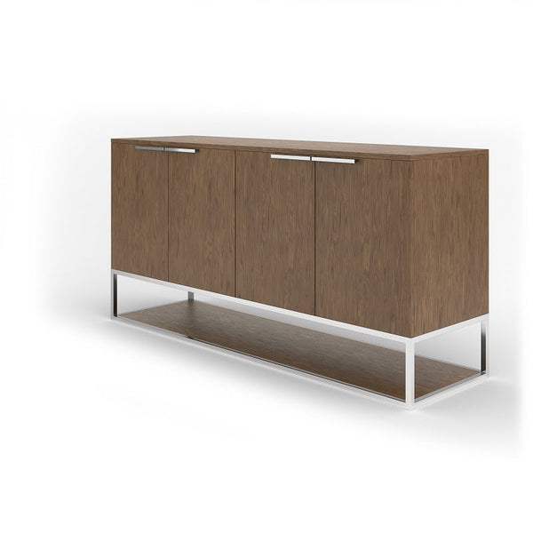 Modrest Heloise Modern Walnut and Stainless Steel Buffet - MONAVILLA