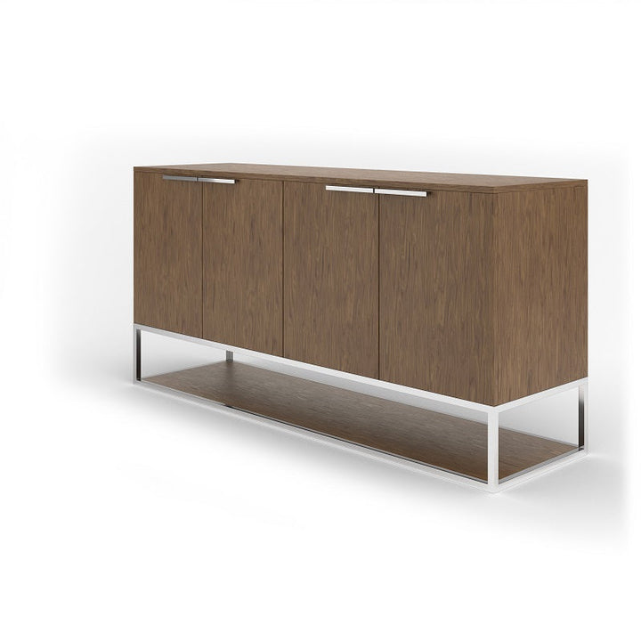 Modrest Heloise Modern Walnut and Stainless Steel Buffet - MONAVILLA