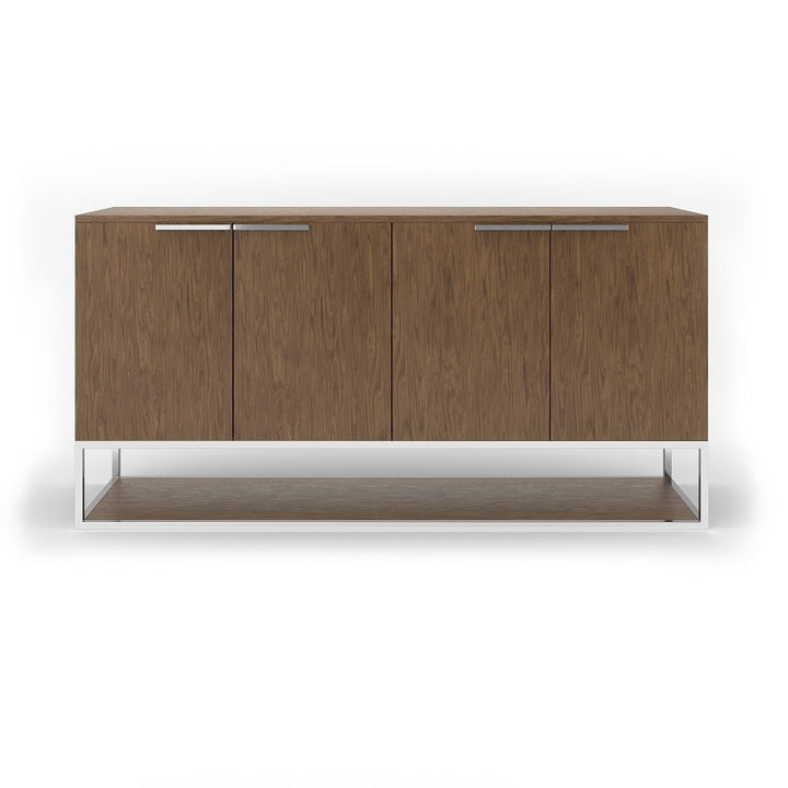 Modrest Heloise Modern Walnut and Stainless Steel Buffet - MONAVILLA